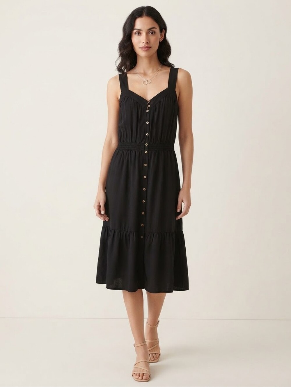 Knox Rose Black Button-Front Dress